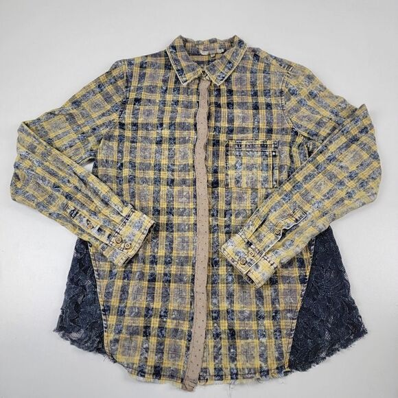 Gimmicks By Bke Button Up Wester Shirt Collared Womens Large Bohemian Vtg Y2K - Picture 1 of 10